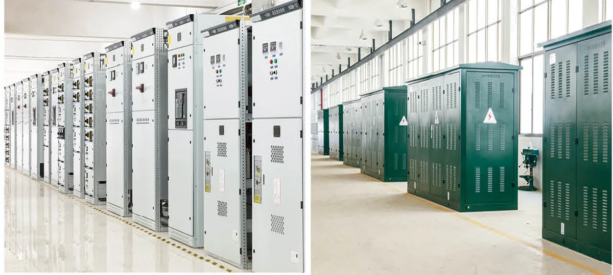 Switchgear assembly lines inside the workshop
